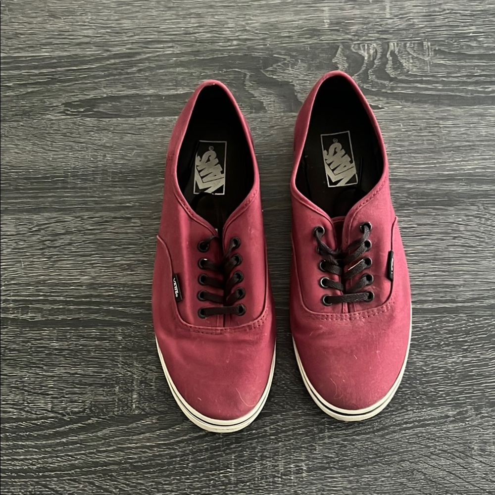 Vans Maroon Canvas Shoes with Black Accents